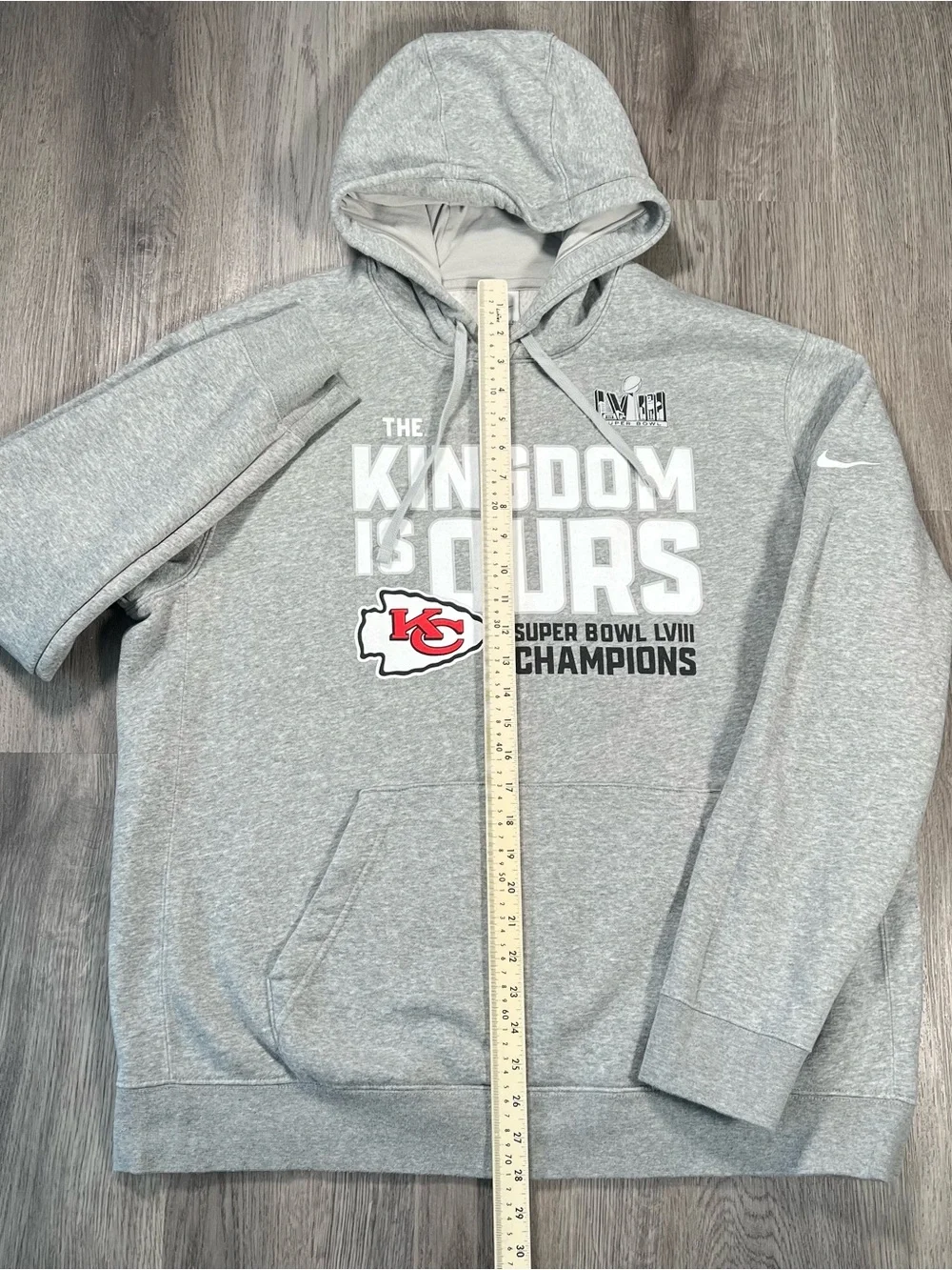 Kansas City Chiefs Kingdom Mens  XL Nike Gray Hoodie Sweatshirt Super Bowl LVIII